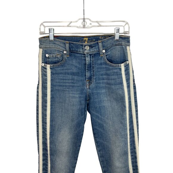 7 for all Mankind Ankle Skinny white Racing Stripe on sides - Size 27 - Picture 12 of 12